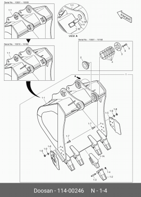 114-00246 Кольцо (стопор коронки) 11400246 DOOSAN