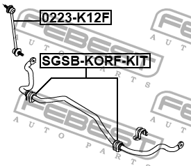 Втулка стабилизатора передняя SSANGYONG KORANDO 02-13, NEW ACTYON 10-13 (компл-2 SGSB-KORF-KIT FEBEST