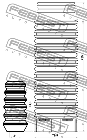 Пыльник заднего амортизатора с отбойником комплект SUBARU IMPREZA 2000-2007 SBSH SBSHB-S11R-KIT FEBEST
