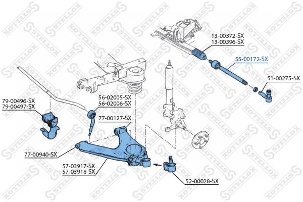 тяга рулевая!\ Ford Transit 85> 55-00172-SX STELLOX