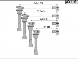 Провод высоковольтный HYUNDAI Elantra (1.6/1.8/2.0),Sonata 5 (06-) (2.0) комплек AX116 CARGEN