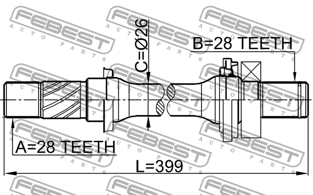 Вал привода MAZDA 3 BK 2003-2011 0512-6GG 0512-6GG FEBEST
