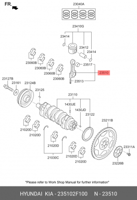 Шатун KIA Sorento (15-) (2.2 TCI) OE 235102F100 HYUNDAI KIA