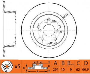 Диск тормозной задний MARK/CHASER/CRESSIDA/CRESTA RN1487 RN1487 NIBK