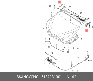 Петля SSANGYONG Actyon (06-),Actyon Sports (06-/12-) капота правая OE 6182031001 SSANG YONG
