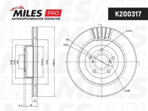 Диск тормозной (серия PRO с антикоррозионным покрытием) SUBARU FORESTER 03-/IMPR K200317 MILES