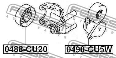 Натяжитель ремня ГРМ MITSUBISHI OUTLANDER, LANCER CS 0490-CU5W 0490-CU5W FEBEST