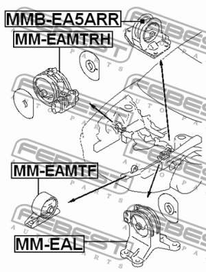 Сайлентблок подушки двигателя MITSUBISHI GALANT EA 1996-2003 MMB-EA5ARR MMB-EA5ARR FEBEST