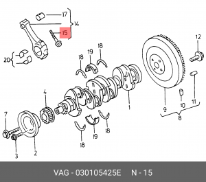 OEVAG-030105425Eболт шатуна M7x0.75\ VW Golf/Bora/Vento 030 105 425 E VAG