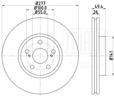 Диск торм. Toyota Avensis (03-) перед. d=277 (DF 190131)  2шт DF 190131 TRIALLI