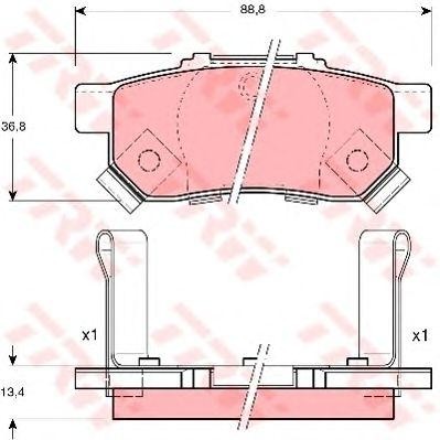 Колодки тормозные HONDA Civic,Jazz задние (4шт.) TRW GDB3174 TRW