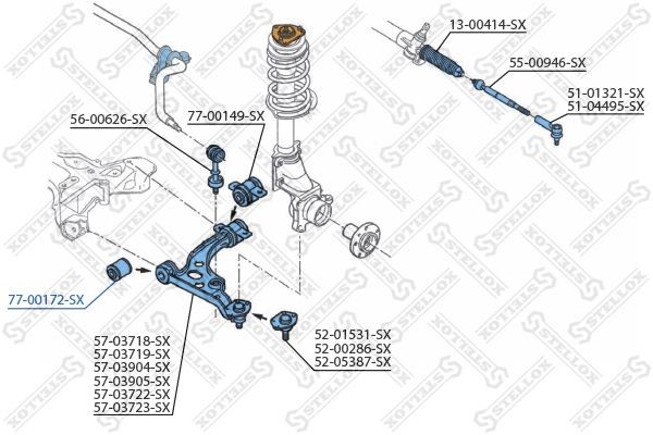 сайлентблок рычага пер. внутр.!\Citroen Jumper, Fiat Ducato 94-02 77-00172-SX STELLOX