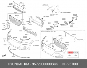 Датчик парковки KIA Optima (16-) передний/задний (SG5) OE 95720D3000SG5 HYUNDAI KIA