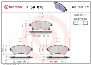 P59076 колодки дисковые передн.!\ Opel Astra 1.4/1.6/1.3D 09> P59076 BREMBO