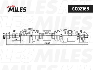 Привод в сборе правый OPEL ASTRA H/ZAFIRA B 1.2-1.6 04- (GKN 304427) GC02168 GC02168 MILES