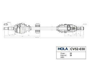 Привод передних колес ЛАДА X-Ray (23/26 шл.) правый HOLA CV52-030 HOLA