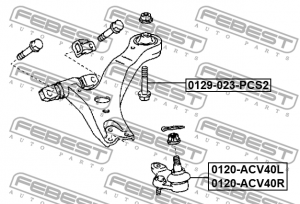 Болт крепления подвески (2 шт. в упаковке) TOYOTA CAMRY 40 2006-2011 0129-023-PC 0129-023-PCS2 FEBEST