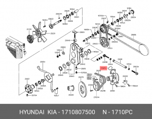 Кольцо уплотнительное HYUNDAI HD170,270,450 дв.D6AV,D6ABDD системы охлаждения OE 1710807500 HYUNDAI KIA