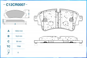 Тормозные колодки задние Low Metallic C12CR0007 C12CR0007 CWORKS