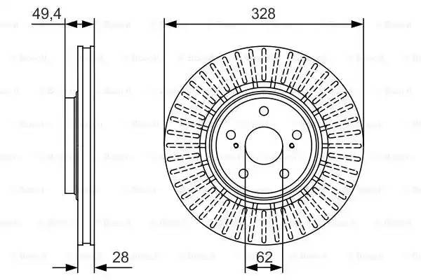 Диск тормозной передний 0986479T00 0 986 479 T00 BOSCH