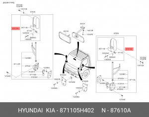 зеркало заднего вида! с подогревом\ Hyundai E-Mighty/HD 871105H402 HYUNDAI