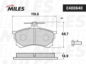 Колодки тормозные передние (Смесь Low-Metallic) MITSUBISHI CARISMA 1.6-1.9D 95-0 E400640 MILES