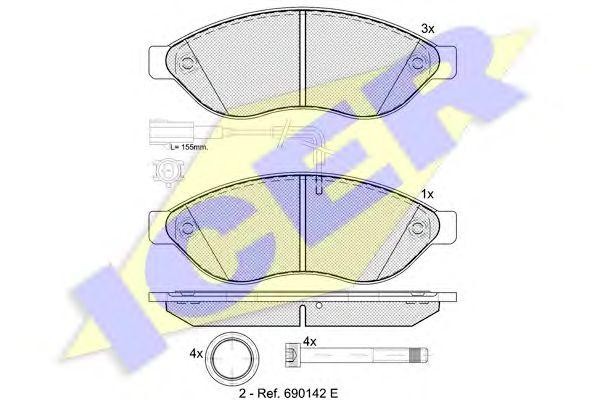 141803 колодки дисковые передние!\ Citroen Jumper,Fiat Ducato,Peugeot Boxer 2.2H 141803 ICER