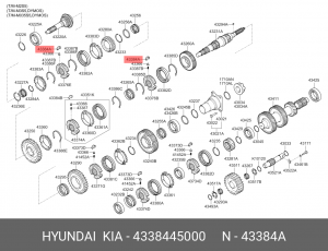 Шпонка HYUNDAI HD65,72,County дв.D4AL КПП-M3S5 синхронизатора OE 4338445000 HYUNDAI KIA