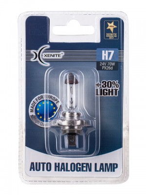 Лампа 24V H7 70W PX26d +30% 3200К блистер (1шт.) XENITE 1007137 XENITE