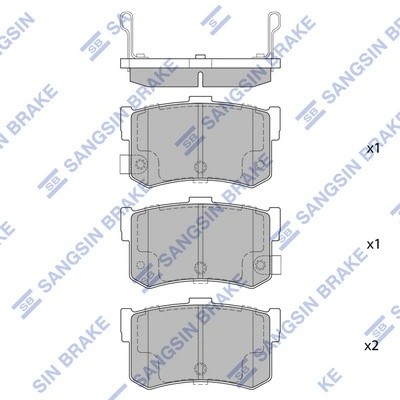 Колодки тормозные HONDA Legend (86-88) HYUNDAI Sonata (93-98) задние (4шт.) SANG SP1074 SANGSIN