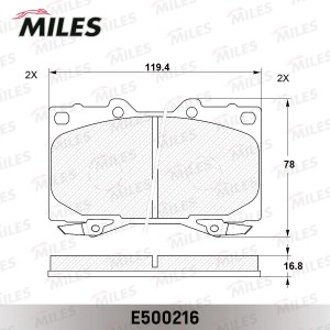 Колодки тормозные передние (Смесь CERAMIC серия PRO) TOYOTA LAND CRUISER 4.2D 90 E500216 MILES