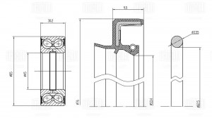 Подшипник ступицы Ford Transit (94-) задн. мост 34 (кмпл:подш./сальн.2шт.) (CS 1 CS 1094 TRIALLI
