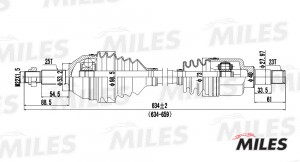 Привод в сборе левый FORD FOCUS 1.4-1.8 98-04 (GKN 304232) GC01052 GC01052 MILES