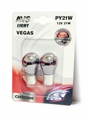 к-кт ламп! (PY21W) 12V BAU15s Vegas CHROME в блистере 2шт.''orange''\ A07112S AVS