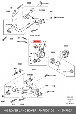 сайлентблок зад. подв. верхн.!\ Land Rover Discovery/Range Rover 4.4-5.0 V8 04> RHF500100 LAND ROVER