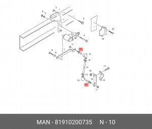 наконечник тяги! регулятора подвески нижний\ MAN 81910200735 MAN