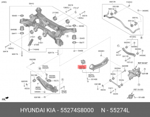 Сайлентблок HYUNDAI Palisade (19-) рычага заднего продольного левый OE 55274S8000 HYUNDAI KIA