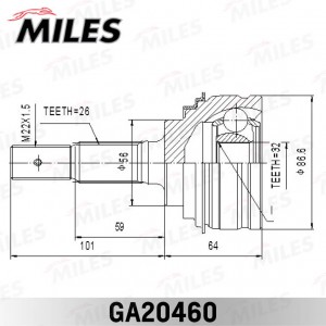 ШРУС наружный TOYOTA CAMRY 2.2 91-96 (GSP 859087) GA20460 GA20460 MILES