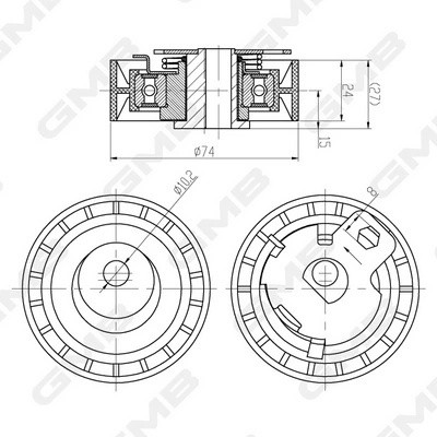 Ролик ГРМ FORD C-Max (07-),Focus (05-) натяжителя GMB GTB0280 GMB