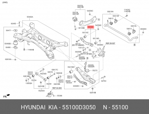 Рычаг подвески HYUNDAI Tucson (04-) задней верхний левый OE 55100D3050 HYUNDAI KIA