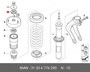 Подшипник опоры BMW X5 (E70) амортизатора переднего OE 31 33 6 776 390 BMW