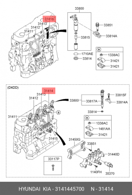 Hyundai/Kia,Трубка топливная Hd65,72,78 31414-45700 3141445700 MOBIS