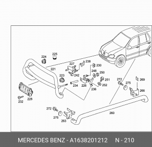 рамка п/туманной фары правая!\ MB W163 3.2 98-05 A1638201212 MERCEDES BENZ