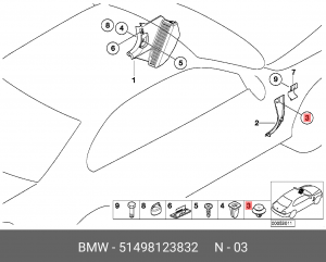 Пистон BMW 3 (E30) крепления обшивки багажника OE 51498123832 BMW