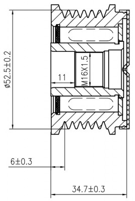 Шкив с обгонной муфтой генер. для а/м Nissan X-Trail T32 (14-) 2.5i (тип Bosch)  SGP 1407 START VOLT