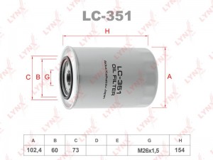 Фильтр масляный подходит для MITSUBISHI Pajero 2.8TD 94-00/3.2D 00  LC-351 LC-351 LYNXAUTO