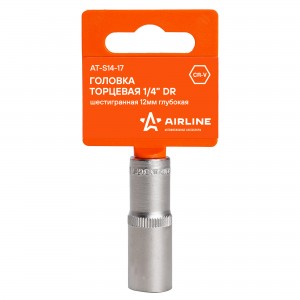 Головка торцевая 1/4" (12) "AIRLINE" (6 граней, глубокая) пласт.подвес AT-S14-17 AIRLINE