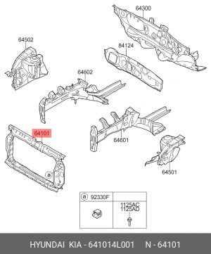 ПАНЕЛЬ ПЕРЕДНЯЯ HYUNDAI/KIA 641014L001 HYUNDAI KIA