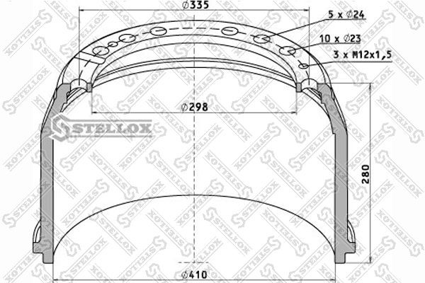 торм. барабан! 410x220/234 H300 d298/335 n10x23\Omn SHACMAN SX4258, MAN TGA/SL/M 85-00030-SX STELLOX