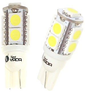 Лампа светодиодная W5W 12V 1,3W "NORD YADA" (T10-9SMD (size 5050) белый 54lm) 902400 NORD YADA